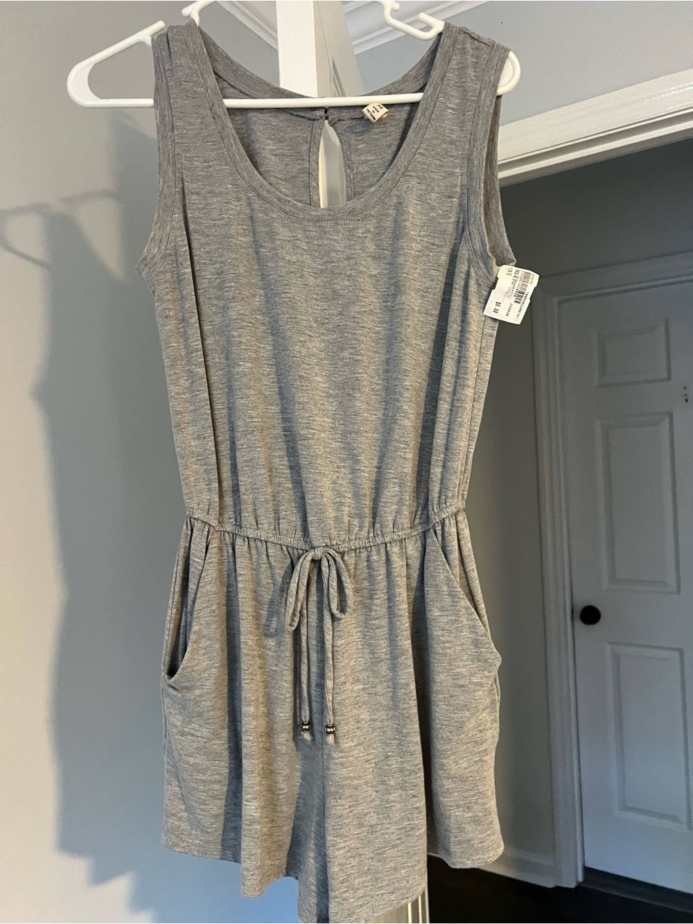BeBop Gray Sleeveless Drawstring Waist romper